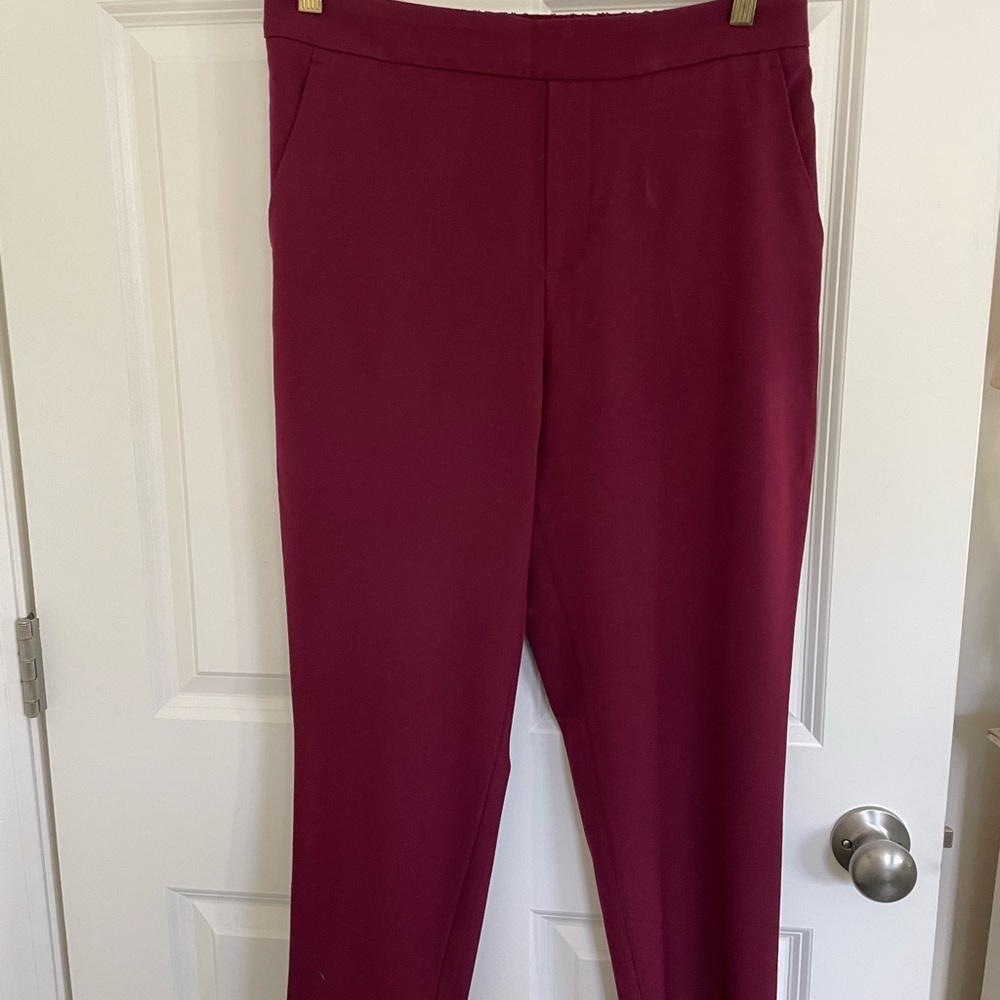 Burgundy colored slacks